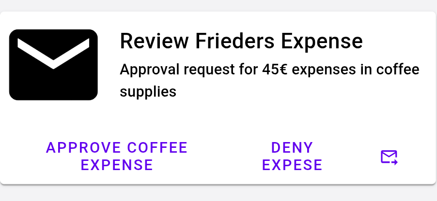 Approval Request Screenshot of a mail with structured data for an approval request