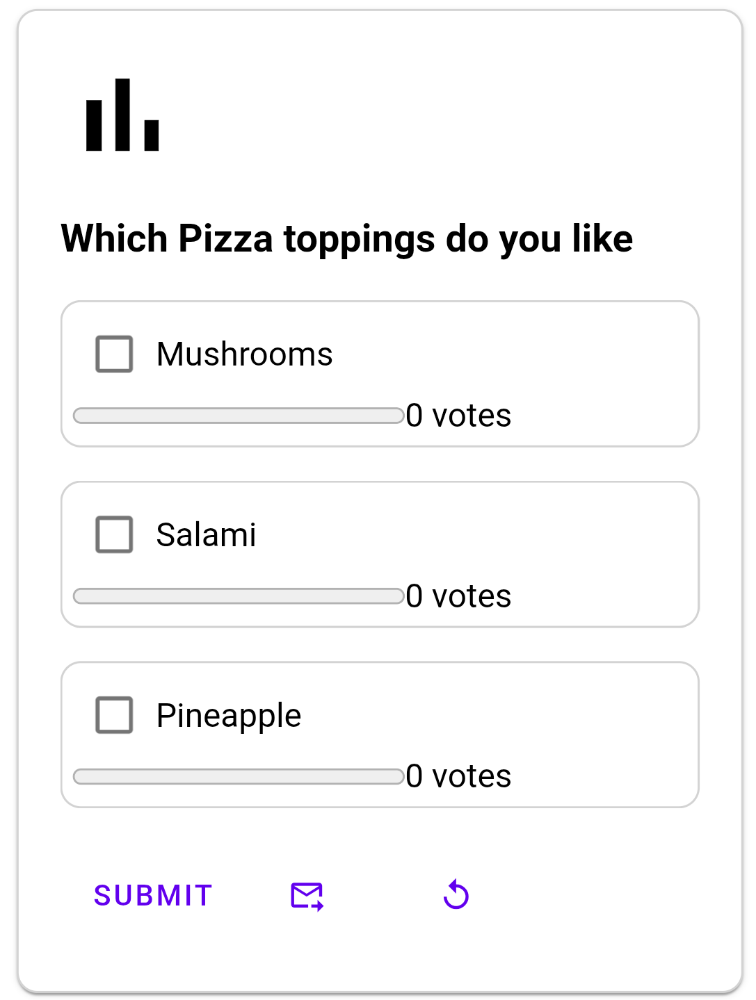Poll without any votes yet Screenshot of a mail with structured data for a poll without any votes yet